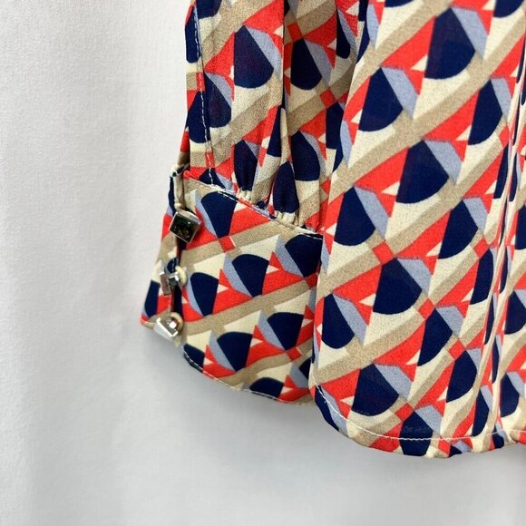 Annabella Womens Round Neck Pullover Blouse Long Sleeve Multicolor Geometric L - Picture 6 of 10